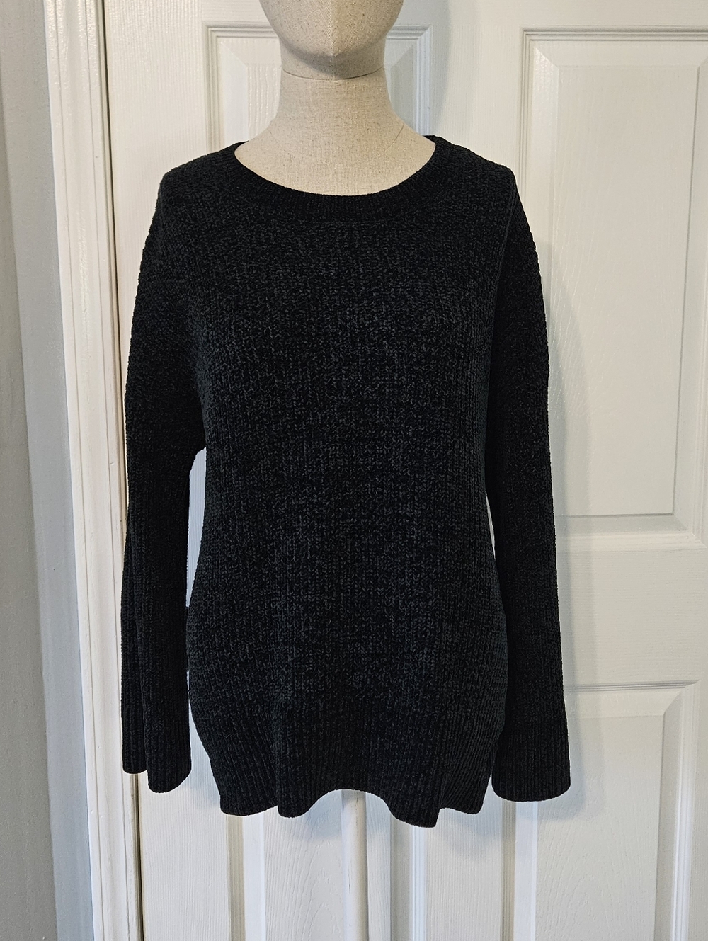 Matty M Dark Green Chenille Crewneck Sweater